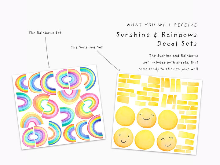 Happy Sunshine and Rainbows Wall Decals