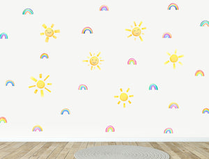 Happy Sunshine and Rainbows Wall Decals
