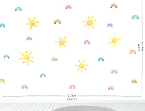 Happy Sunshine and Rainbows Wall Decals
