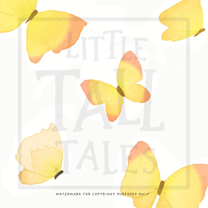Yellow Butterflies wall decals, kids room sustainable decor